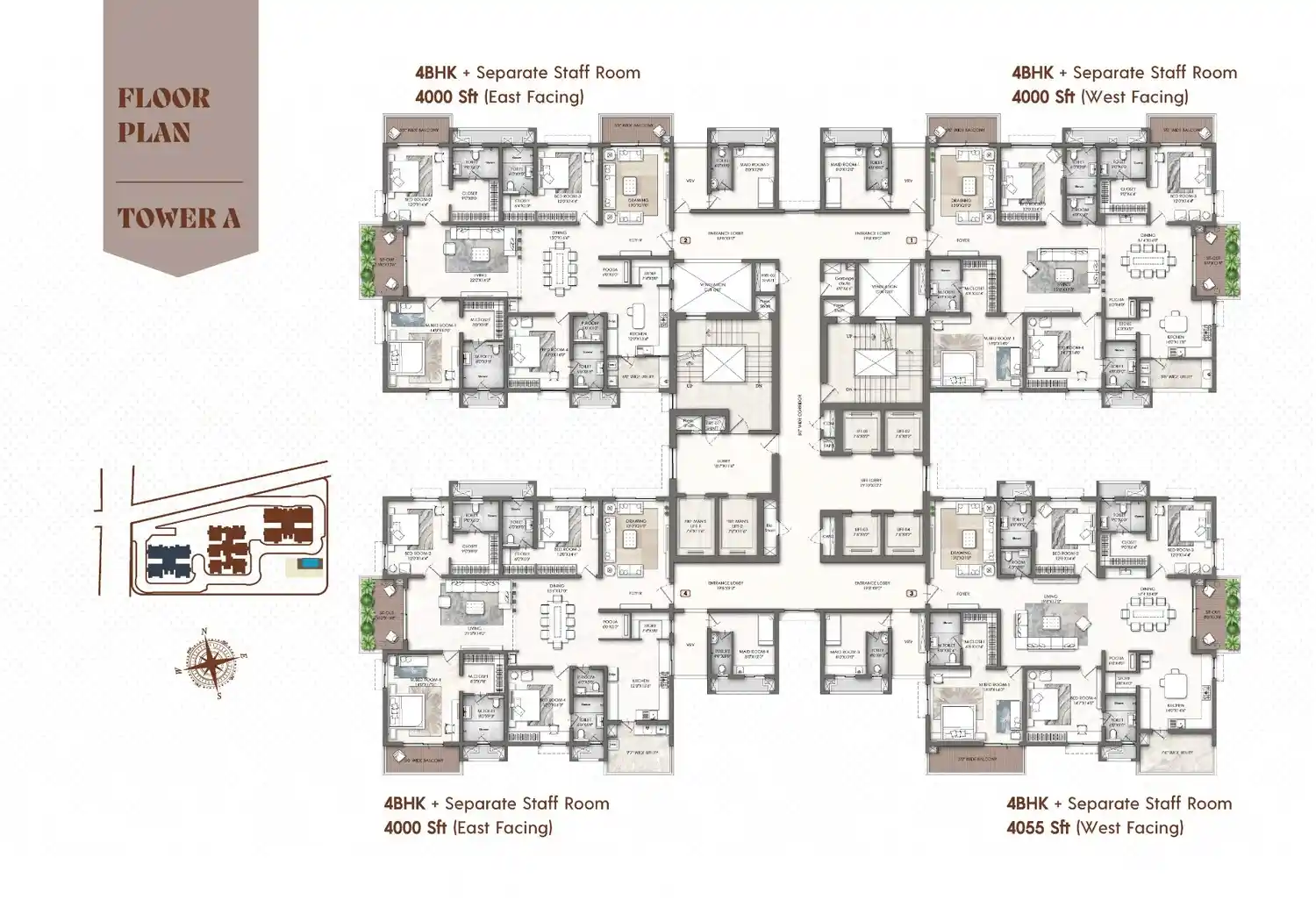 4 BHK floor plan BPTP Skynest