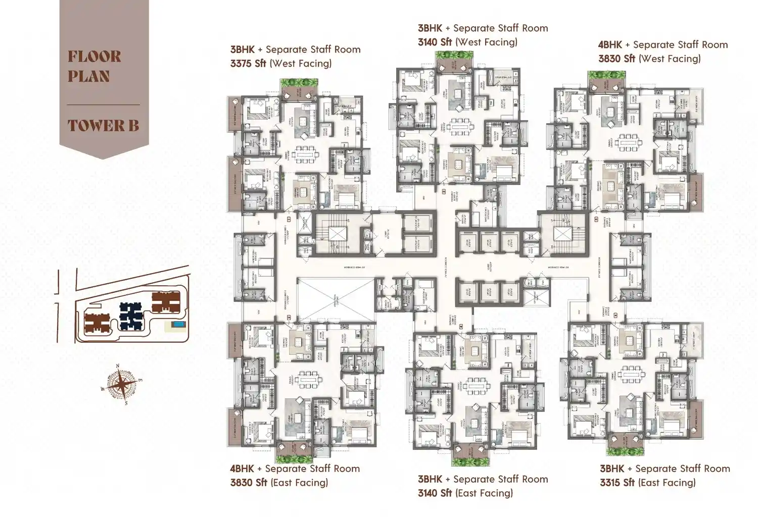 3 BHK floor plan BPTP Skynest