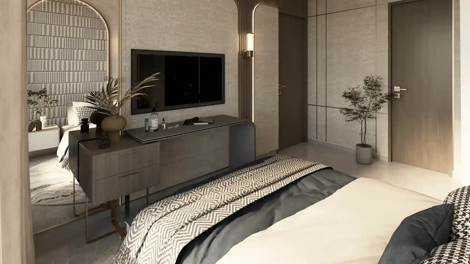 Comfortable master bedroom interior BPTP Skynest