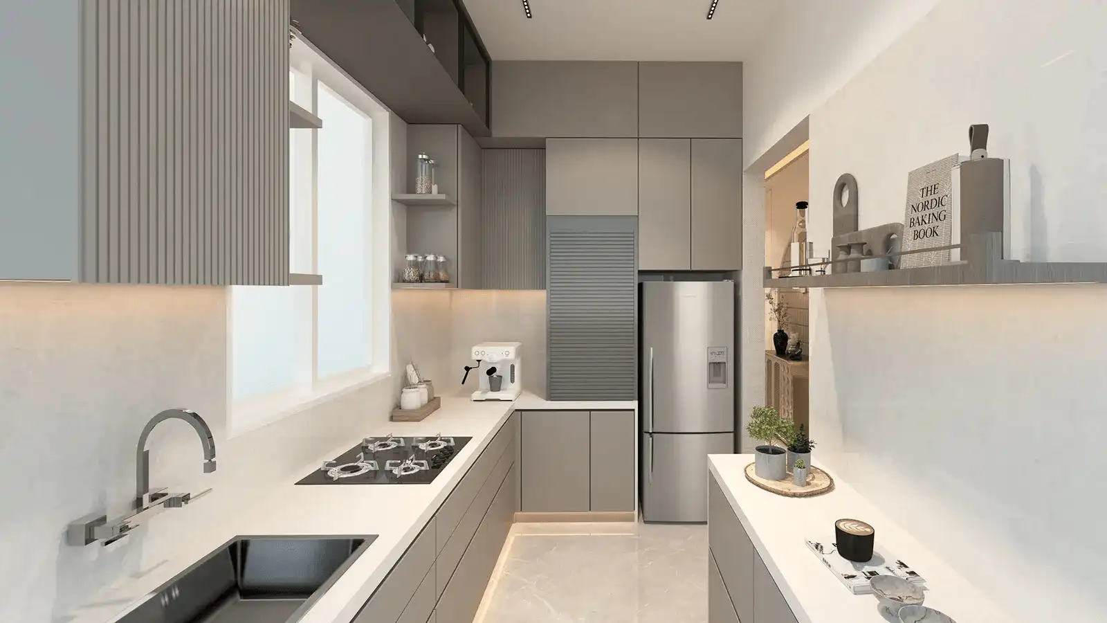 Modern modular kitchen design BPTP Skynest Faridabad